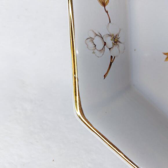 Hyalyn Pottery USA 173 Cherry Blossom Vintage Trinket Tray Catchall Hexagon - Picture 6 of 7